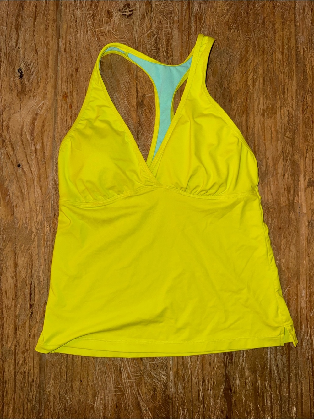 Athleta Neon Yellow Racerback Tankini Top
